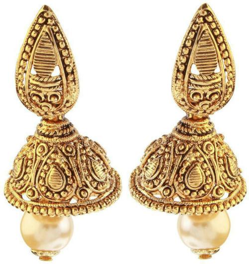 Jewelmaze Alloy Gold-Plated Gold Jhumki Earring (Women)