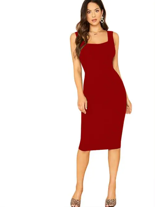 Alekya Women's Midi Maroon Western Dress 007-Maroon-XL