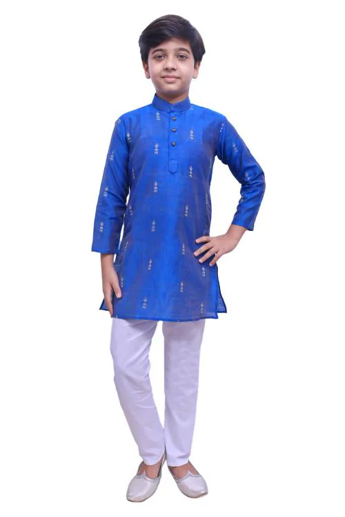Pro-Ethic Style Developer Kids Blue Cotton Kurta Pyjama Set For Boys
