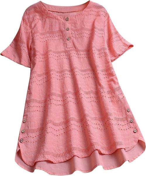 ROZLAND Embroidery Shirt for Women Top Stylish Latest Style Half Sleeve Tunic Dress