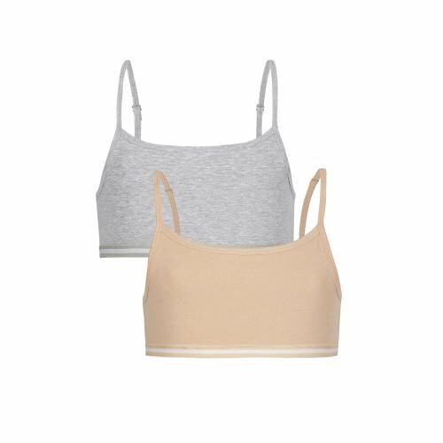 CHARM N CHERISH Non Padded Sports Bra for Girls, Cotton Bras-Slip On Teenage Bras-Combo Pack-Solid Printed, Pack of 2