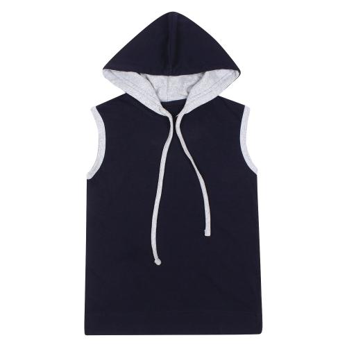 DIAZ Kids Boys Tshirt Cotton Tshirts Sleeveless t-Shirts|Boys Cotton Casual Wear Regular Fit Hood Neck T-Shirt Colour Navy Size 13-14 Y