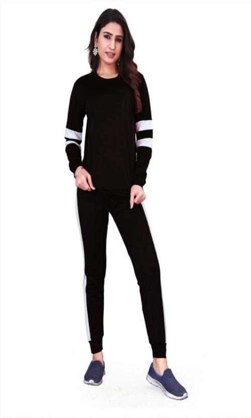 Andaria Fashion Hub Cotton Stylish Sports Use Tracksuit Women's Yoga Track Suit ( Black-XL)
