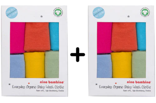 Nino Bambino 100% Organic Cotton Multi-Color Wash Clothes (Pack Of 12) For Unisex Baby - Multicolor (Onesize