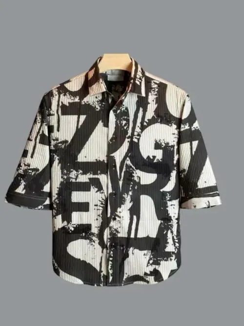 BHIKADIYA Men's Casual Half Sleeve Floral Shirt | Imported Premium Fabric | Spread Collar Floral Print Shirt | Men's Regular Fit Premium Fabric| Fabric Shirt ( Mix white-L)