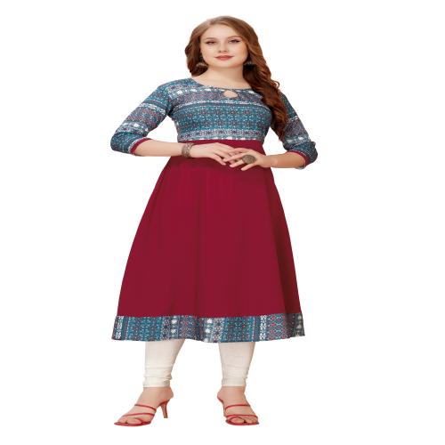 BELADIYA FASHIONWomens Embroidery Rayon Long A line Kurta