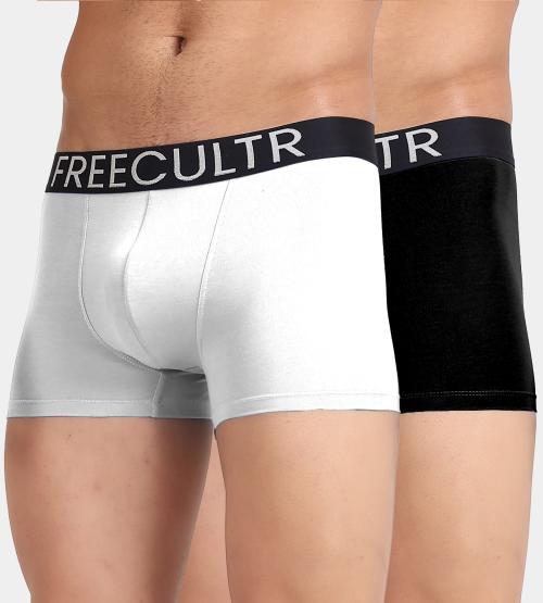Freecultr Men's Organic Cotton Underwear, Ultrasoft Waistband, Premium Snug-Fit Trunk - Pack of 2