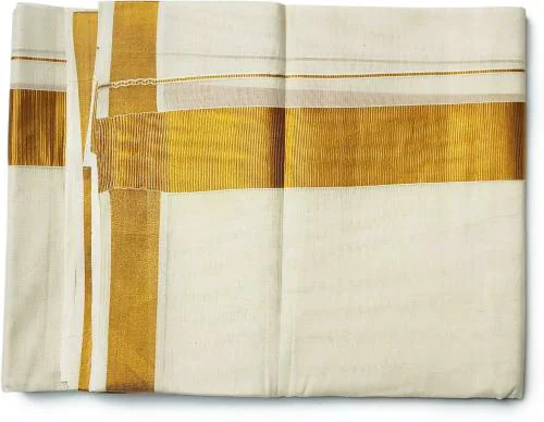 VAIRAVAA TEX Fabrics Men Beige, Gold Pure Cotton Dhoti