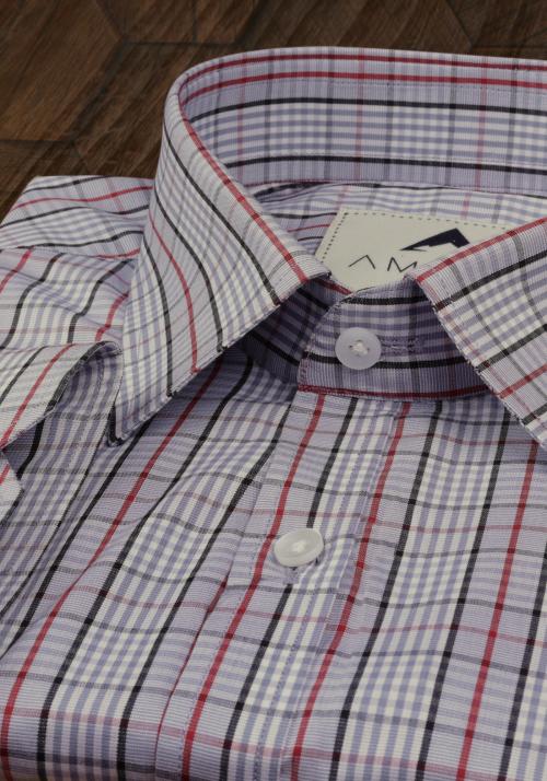 AMSUM Juventus Egyptian Giza Cotton Full Sleeved Slim Fit Check Shirt with Pocket