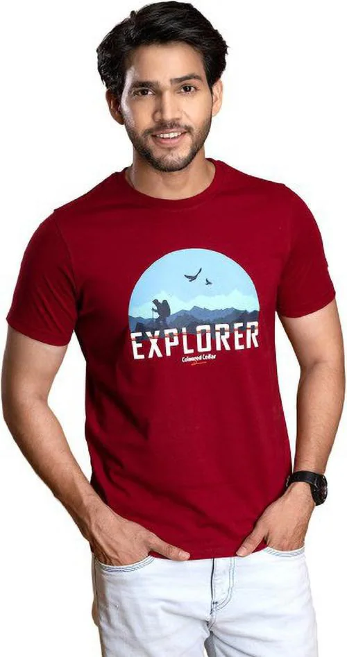 Coloured Collar Classic Explorer - Scarlet Smile l Casual Tshirt l Tshirt for Mens l Mens tshirt