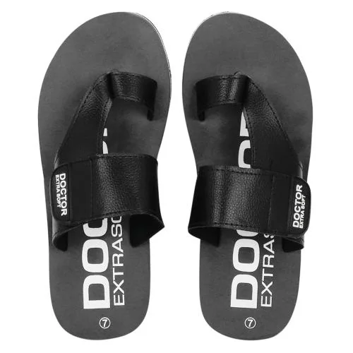 DOCTOR EXTRA SOFT Grey House Thumb Slipper for Men's Ortho Care Orthopaedic and Diabetic Adjustment Strap Mcr Comfortable Super Fit Doctor Daily Use Dr Toe Ring Flip-Flop Comfort Slides for Boy's and Gent's OR-D-26