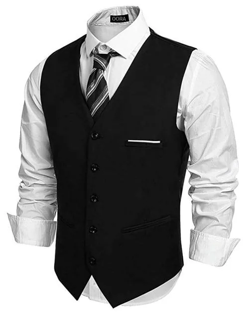 Oora Men Black Waistcoat