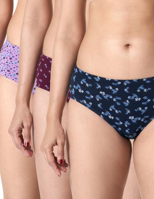 Blossom Women's Garden panty-printed ,hipster panties offer the perfect combination of breathability and stretch, blend of cotton and elastane ,elastic waistband, full coverage,everyday wear_Garden Panty_Assorted_L_Pack of 3