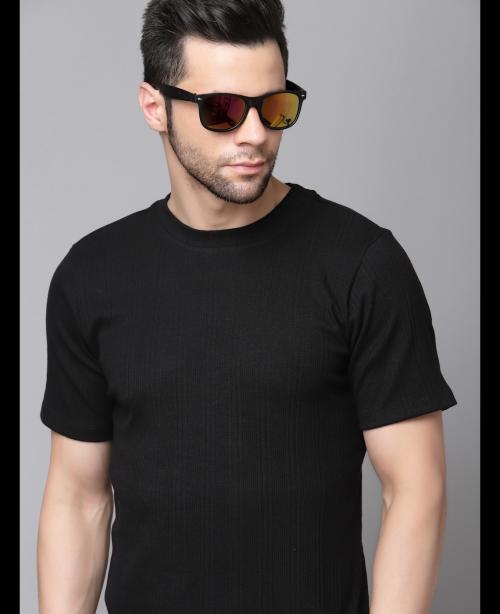 Rigo Men Black Drop Needle T-shirt