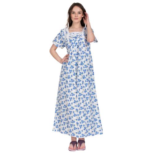Redglo Women's Cotton Printed/Maxi/Night Wear/Stylish Nighty & Night Gown (Available Sizes XL & XXL) Blue