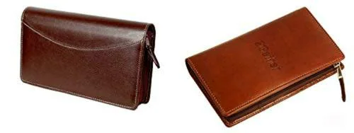 Sukeshcraft Brown Polyurethane Rexine Pu Cheque Book and Passport Holder Combo (Pack of 2)