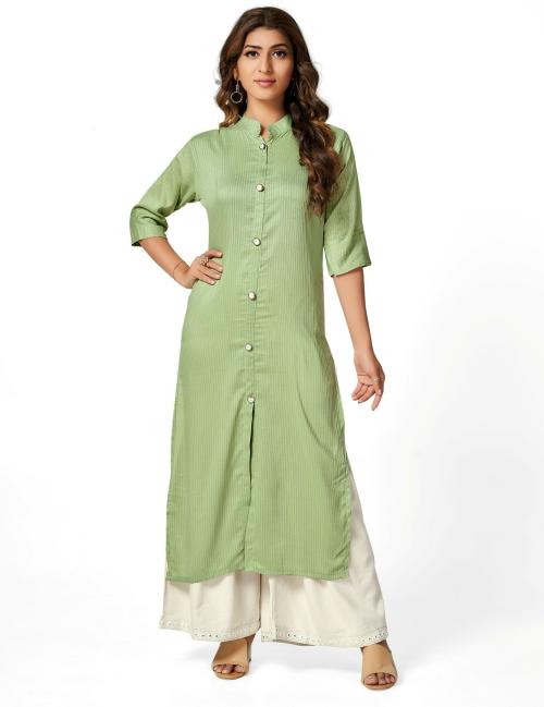 Entle Women's Green Solid Silk Blend Kurta