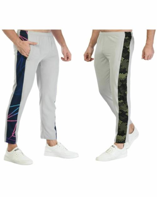 Buttons & Bows Mens Quick Dry Track Pants Combo,Pajama,Lowers with 02 Zip Pocket,Light weight Quick Dry,Athleisure,Sports Fit,Sports Fashion Wear,Gym Clothing, Daily Wear,Fast Dry,Dry Fit,02 Piece - Grey (Size-40)