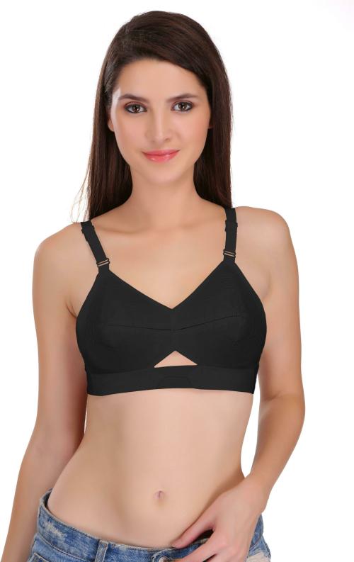 Featherline Women Black Pure Cotton Single Bra ( 34D )
