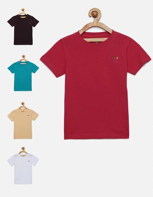 DONGLI Half Sleeve Multicolor top Boys Casual Pack of 5 Tshirts