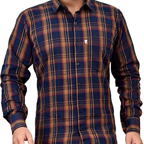 Marc Laurent Men Brown Checkered Cotton Blend Casual Shirt (Medium)
