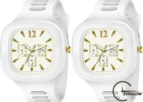 EVRGLOW Combo Pack of Analog Watches for Men | White Dial New Generation Men's Watch(White)