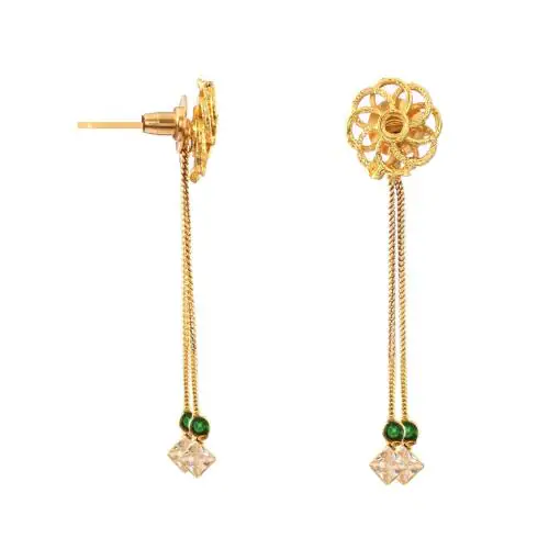 VISHKA Gold Plated Removable Stud and Chain Drop Earring Combo set For Women and Girls (Chain Drop Earring- GDGN)