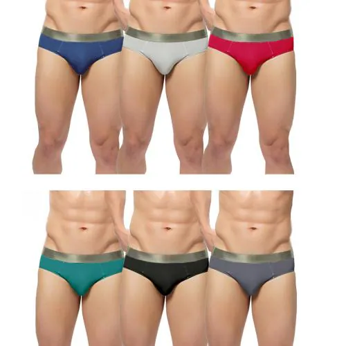 MAML Men's Tactel Microfiber Elastane Stretch Solid Brief for Men and Boys PACK OF 6 (XXL)