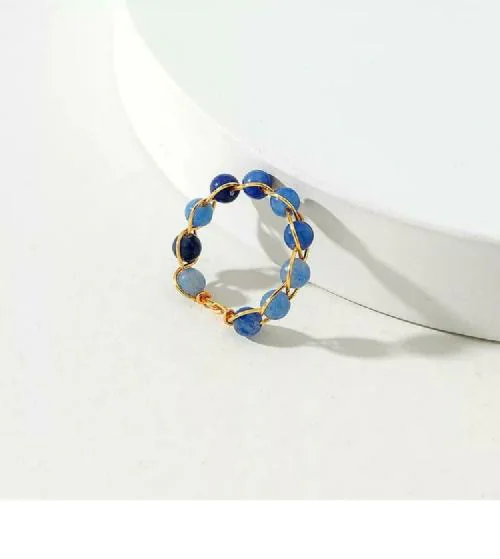 Living inside Out Crystal bead Rings dark blue