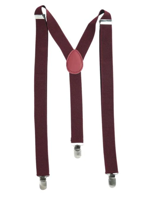 Kastner Men Maroon-Coloured Solid Suspenders