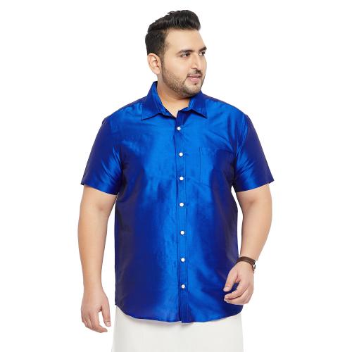 Bigbanana Men Plus Size Dura-Dark Blue Solid Shirt