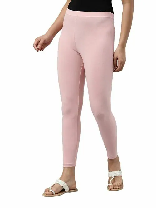 ARIADNE Ankle Fit Legging for Women (90% Cotton & 10% Lycra) Girl's Mid Rise Ankle Legging Baby Pink Colour XL