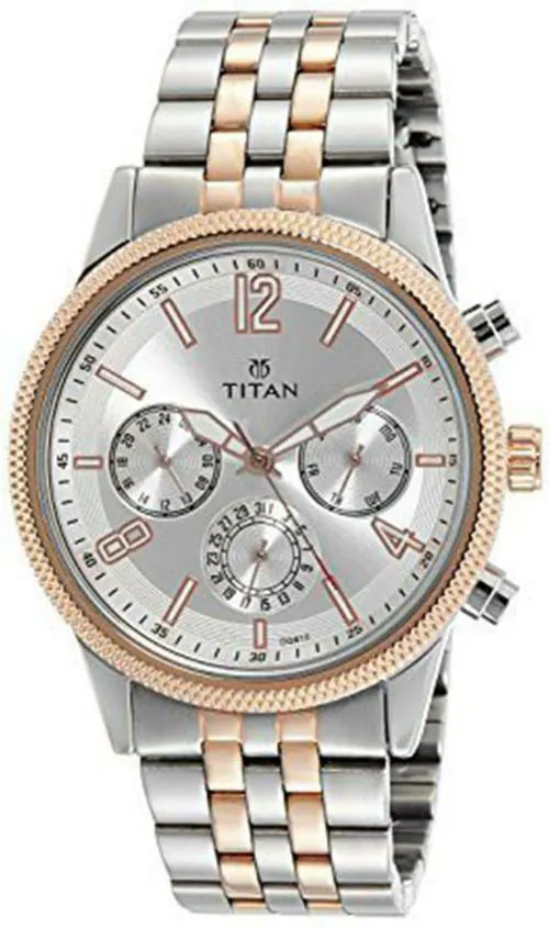 Titan Silver Dial Multi-color Strap Analog Watch For Men - (1734KM02)
