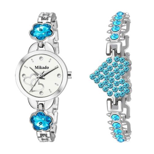 Mikado New Arrival Stylish Attractive Ethnic Blue Bracelet Look Analog Watch for Girls Analog Watch - For Women