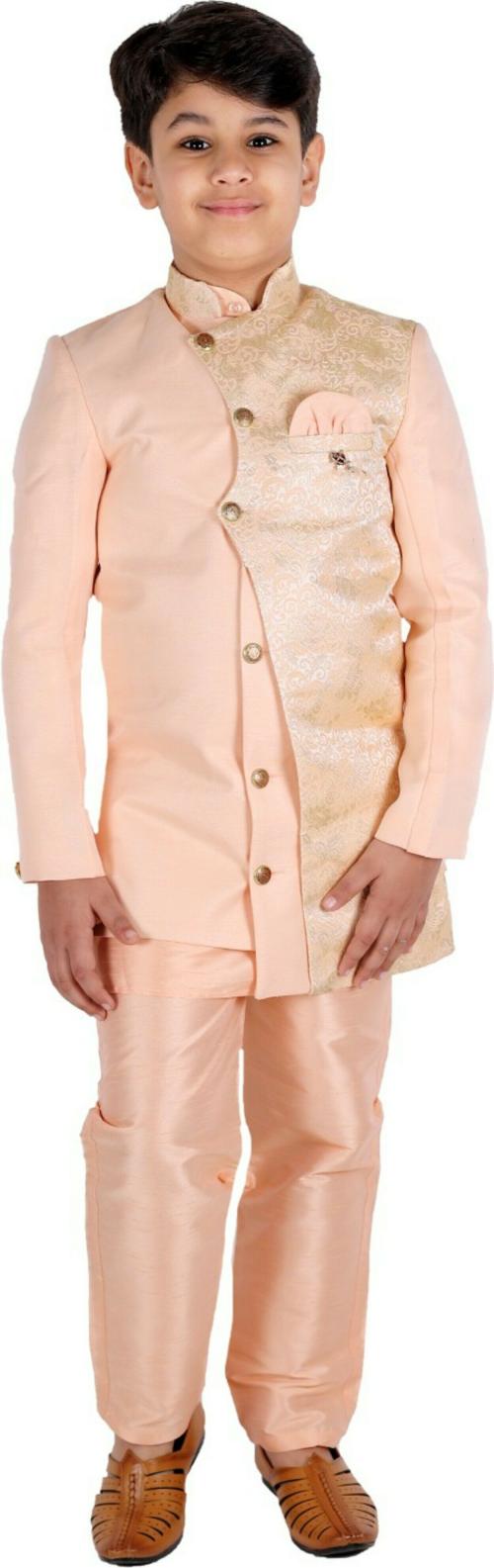 Buy Fourfolds Boys Full Sleeve Kurta, Waistcoat and Pyjama Set Online