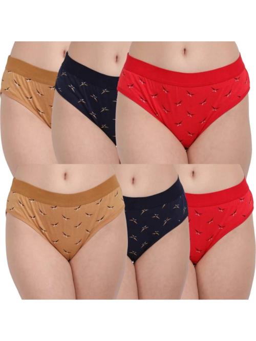 Radha's Women's Cotton Blend B-Smooth High Waist Full Coverage Brief Panty - Seamless, Comfortable Shaping Underwear for Everyday Wear (Pack Of 6) (Colour - Multicolor) (Size - XL)
