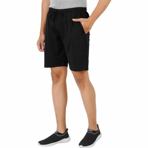 Feel Track Men Black Solid Lycra Blend Bermuda Running Shorts (Xl)