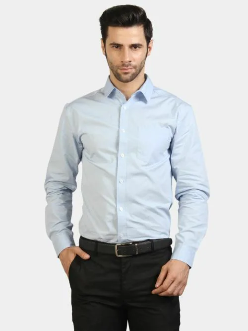 Life Roads simple plain sky blue formal shirt