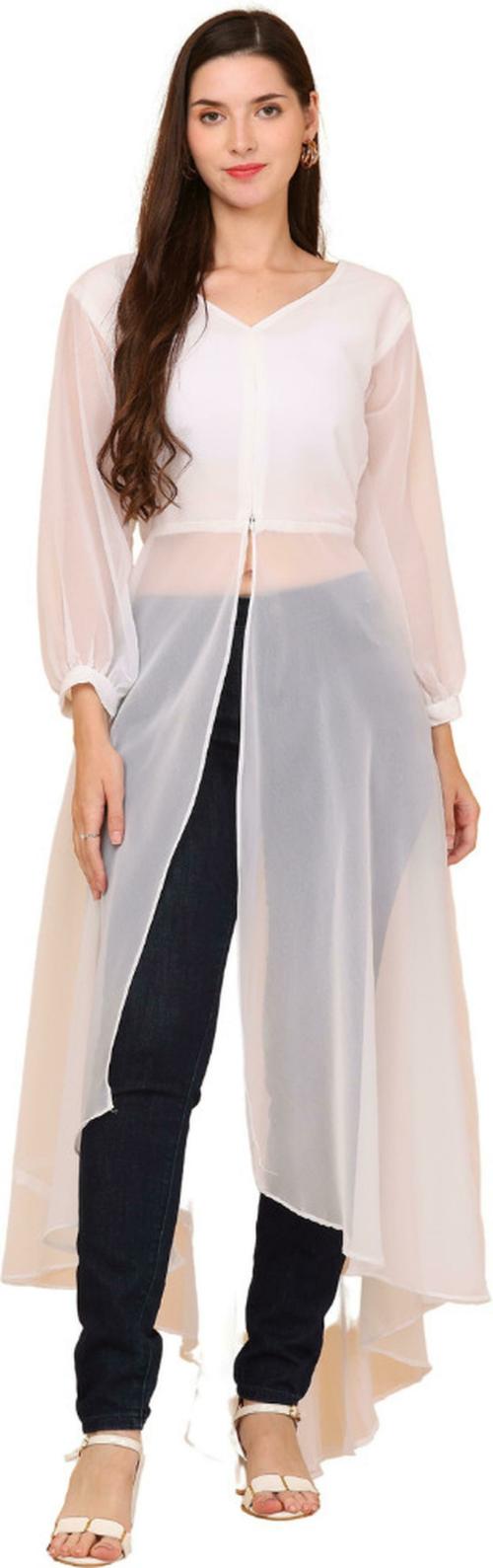 HSM HIGH Impero Women White Solid Georgette Full Length Flared/A-Line Gown