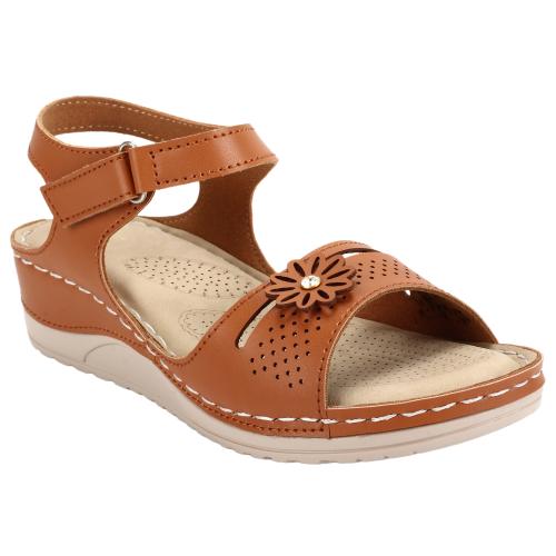 XE Looks Doctor Sole Comfortable Tan Flats Sandals For Women