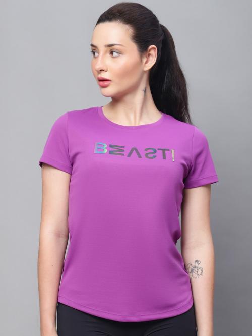 PERFKT-U Women Purple Rapid-Dry Running Sports T-shirt(XXL)