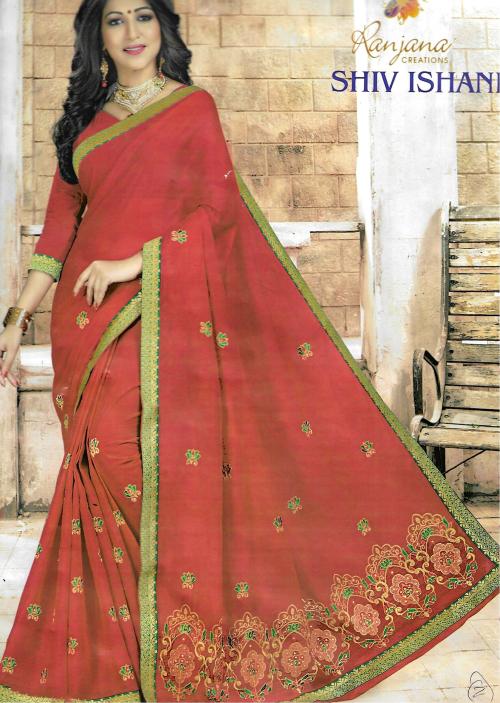 Ranjana Creation Women Red Pure Cotton Self Design Tant Saree With Unstitched