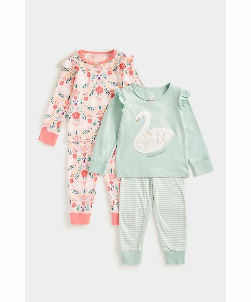 Mothercare Girls Full Sleeves Mothercare Pyjama Sets -Pack of 2-Multicolor