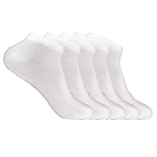Cotson Cotton Ankle Length Socks For Men (White, Pack of 5)