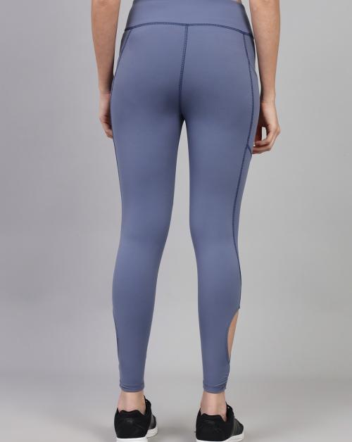 FIT YOGI Women Charcoal Blue High Waist Gym Wear/Yoga Wear Ankle Length Leggings-XLarge