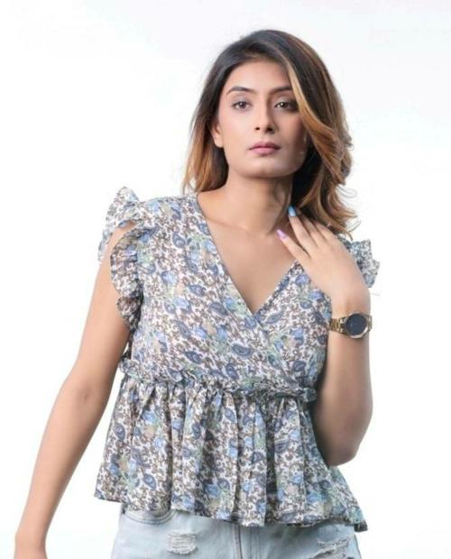 HITEE TRENDZ Casual Printed Women White Top