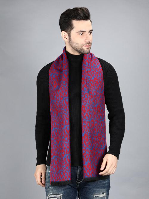 Men Blue & White Pasley Print Muffler