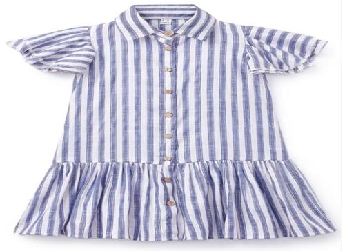 K & U White-Coloured Embroidered Pure Cotton A-Line Dress