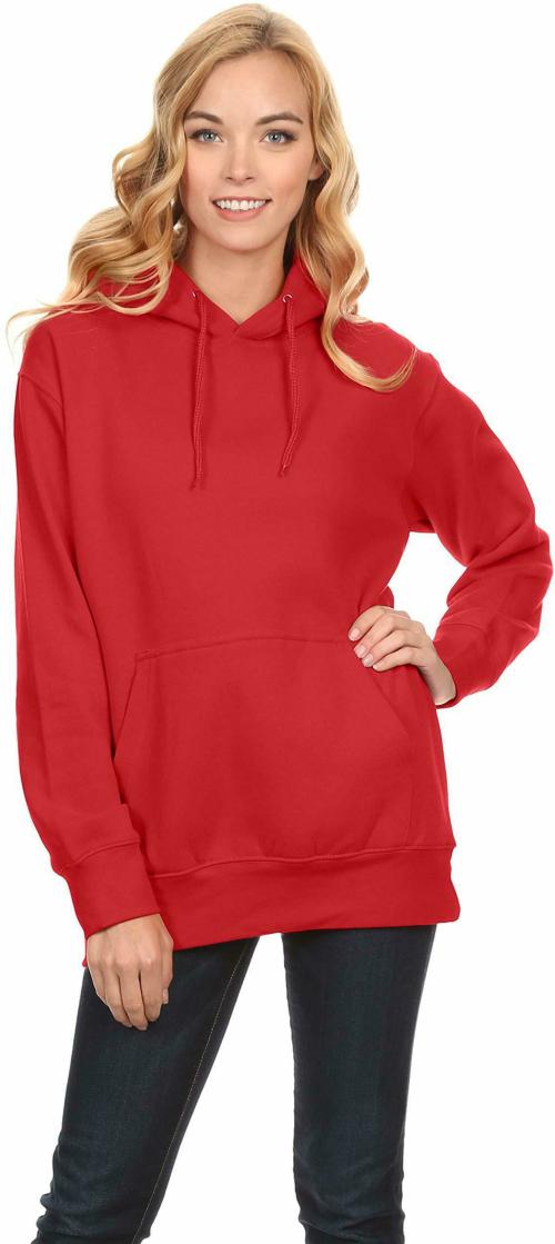ALMEDA Unisex Red Solid Cotton Blend Single Sweatshirt