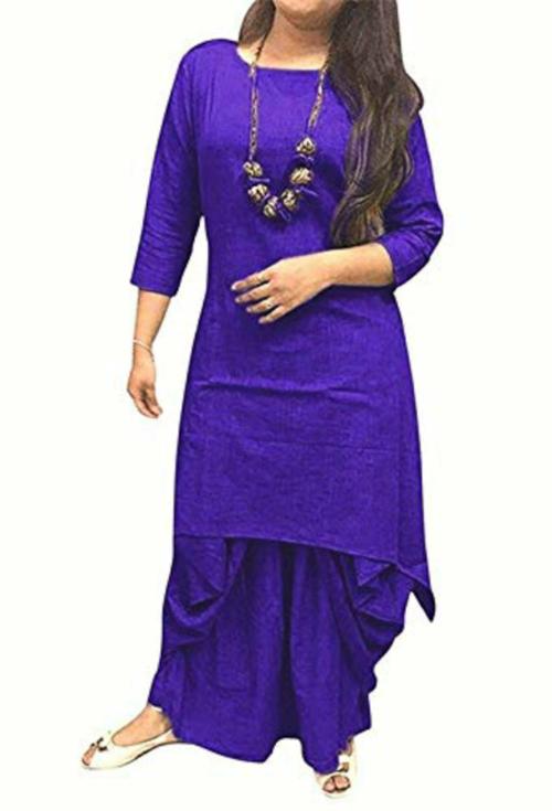 FEMEONE Women Color- Royal Blue Cotton Dhoti Kurta Set